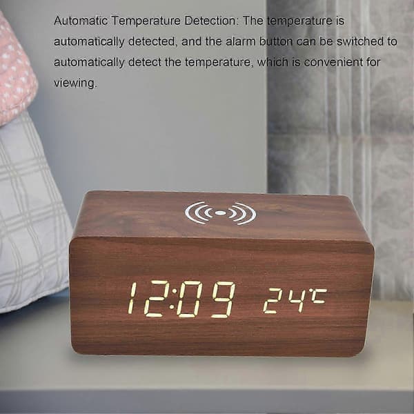 Digital väckarklocka Trådlös laddning Automatisk temperaturdetektering Säker Stabil LED Elektronisk klockaRöd