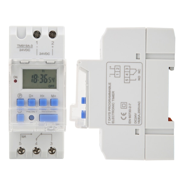 TM919A-3 24V DC 16A LCD 7 päivän ohjelmoitava digitaalinen aikakytkentä