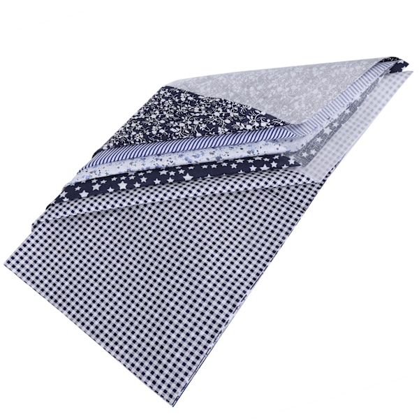2 Set Bomullstyg Enfärgad Vävd Trycktyg DIY Sömnad Quiltning Lapptäcke 5 Färger 50x50cm (Mörkblå)