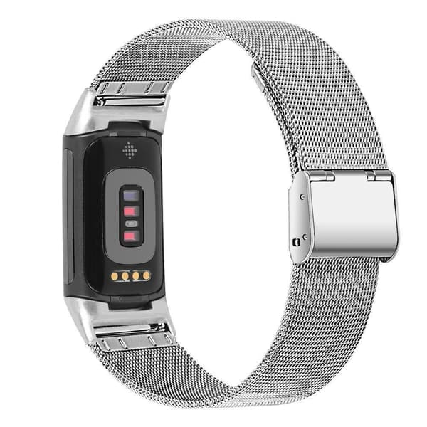【NX】Fitbit Charge 6 5 Milanese Loop armband i rostfritt stål med roséguld