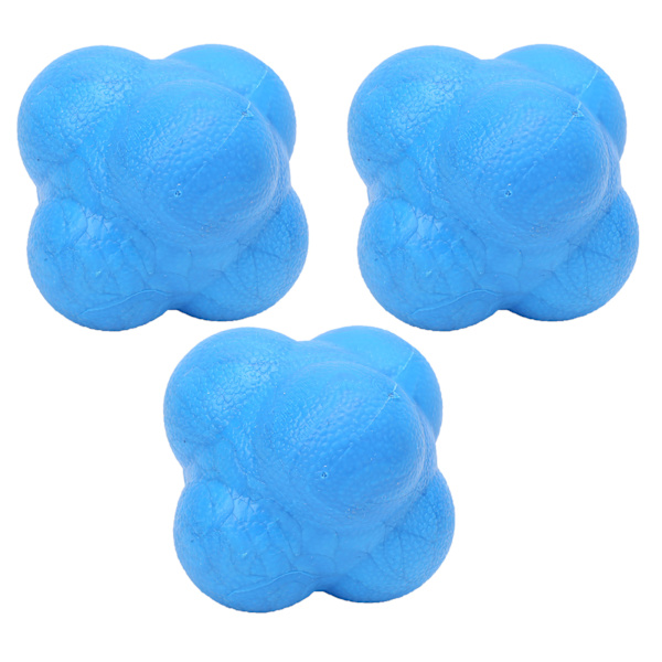 3st Hex Bounce Reaction Ball TPR Coordination Reflex Exercise Sport Fitness Training Ball Blå