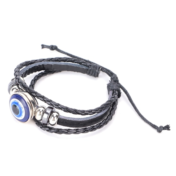 Blåt Ondt Øje Armbånd Tyrkisk Stil Justerbar Længde Håndvævet Læder Smykker til Mænd