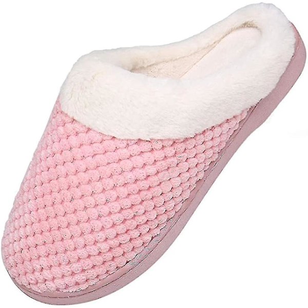 Memory Foam Women's Fuzzy Wool-like House Slippers, Indoor Outdoor Anti-skid Rubber Sole - Size 38-39