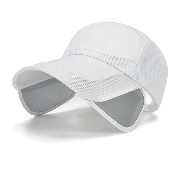 Sommerbaseballcaps Pustende lerretsbaseballcaps Unisex Innfellbar skygge Stilig lue for tennis Jogging Camping Hvit