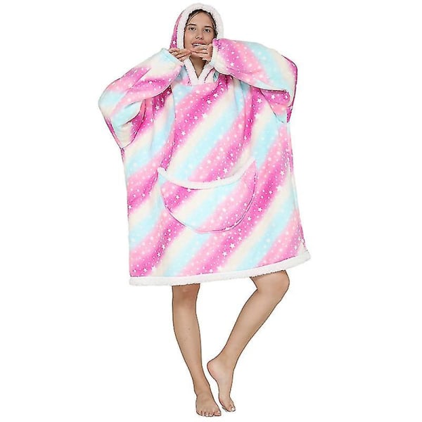 Lazy Blanket Lambswool Pullover Flanell hettegenser Varm Loungewear Starry sky