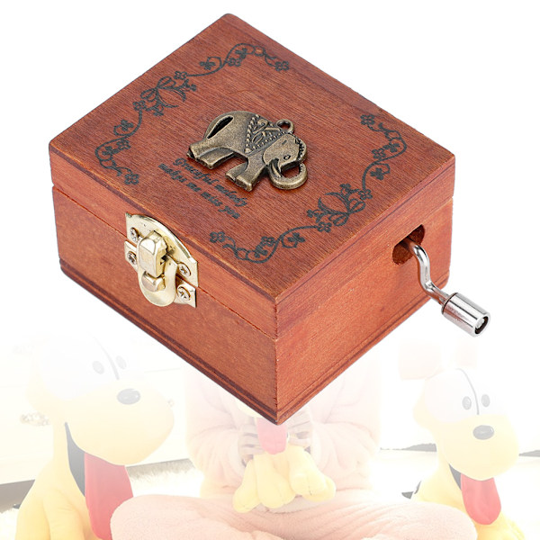 1 stk trehåndsvev musikboks Mekanisk klassisk håndverk bursdagsgave (elefant)