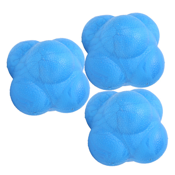 3 stk Hex Bounce Reaktion Bold TPR Koordination Refleks Træning Sport Fitness Træningsbold Blå