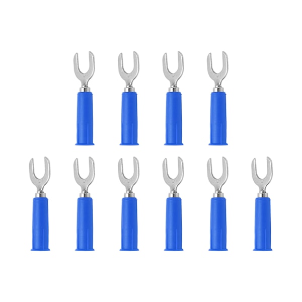 10 stk Gaffelspader Bananplugg Trådkontakter Messing PVC Utseende 4 mm/0,2 tommer Hull 8 mm/0,3 tommer U-type Elektrisk Kontakt Blå