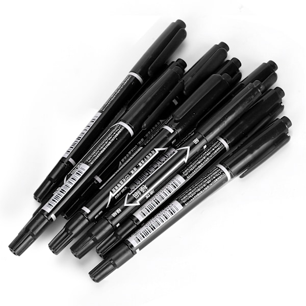 10 st QuickDrying Marker Pen Dubbelände Konst Ritning Skrivning Färgad Markers Set (Svart)