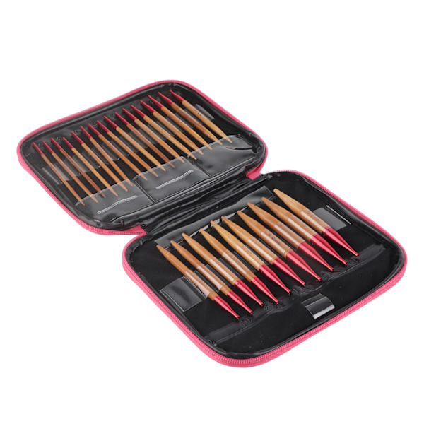 Utbytbar förkolnad bambu nålar set aluminium rund stickning nålar ring set