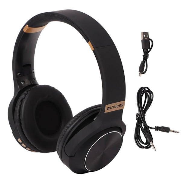 Foldbart Bluetooth-headset Multifunktionelt støjreducerende HiFi Stereo Trådløse Bluetooth-hovedtelefoner Sort