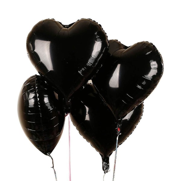 Hjerteballonger 25 stk 18 tommers folie Hjerteballonger Heliumballonger Hjerteformede folieballonger til Valentinsdag, bryllup Black