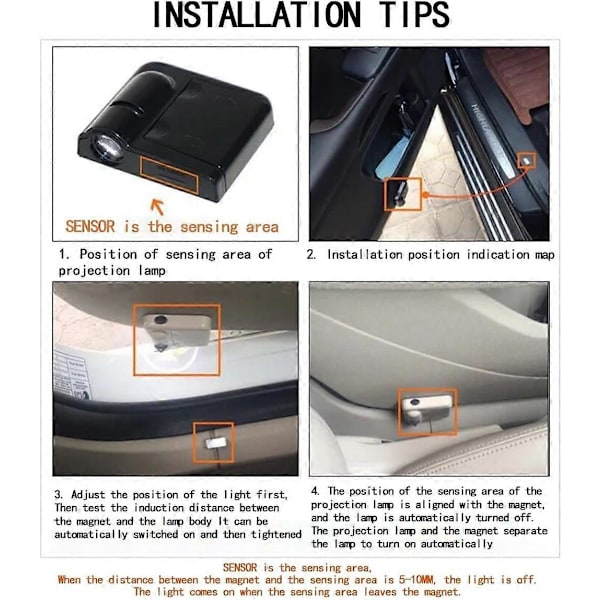 2 stk. velkomstlys til Mitsubishi Colt/Lancer/ASX/Eclipse, bilpyttlys LED-projeksjon bildeler