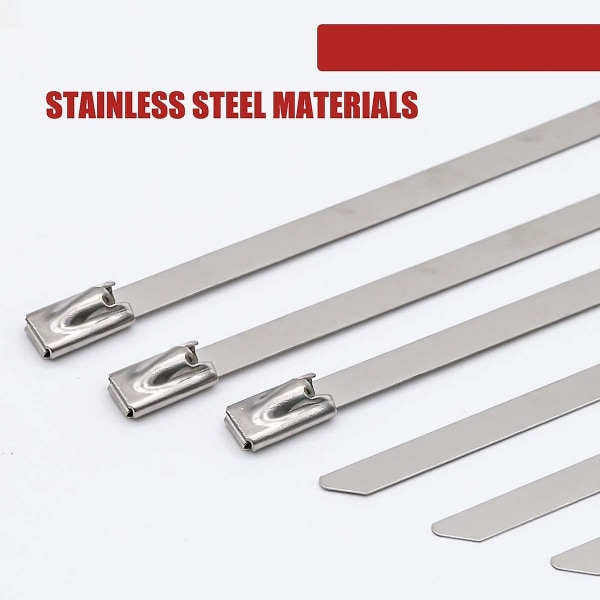 100 stk rustfritt stål bånd, metall buntebånd med rullende selvlåsende, stål låsebånd 4,6 * 200 mm/4,6 * 300 mm 4.6*300mm