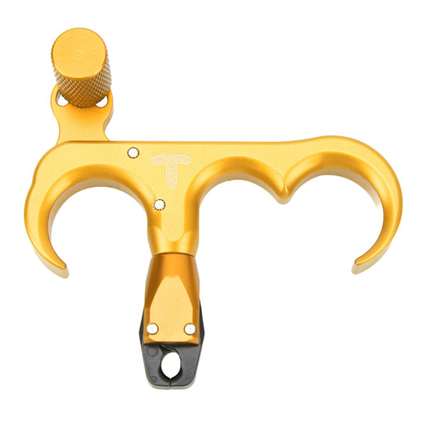 3-Finger Håndholdt Bueskydningsudløser Aluminium Legering Tommelfingerudløser til Compound Bue Justerbar 360 Graders Rotation Venstre Højre Hånd Guld