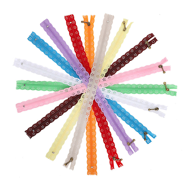 10 st Spetsdragkedja Mixed Style Knopp Sidenform No.3 Nylonsömnad Klädtillbehör 35cm