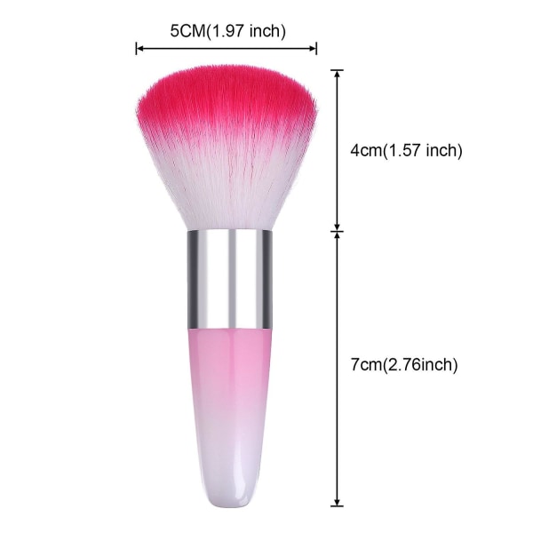 2 stycken Soft Nail Art Dust Remover Powder Brush Cleaner för akryl och makeup pulver Blush borstar (rosa, lila)