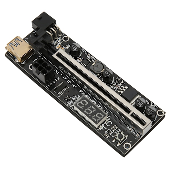 PCIe Riser Adapter Card 1X till 16X Dual 6Pin Temp Sensor USB3.0 Power Cord Mining Riser Card för grafikförlängning