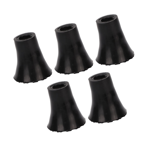 5 stk 19 mm Krykke Spidser Forhindrer Glidning Blød Forbedret Gummi Vandrestave Udskiftningsspids Sort