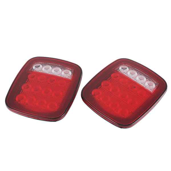 16LED backljus Dubbelfärg Röd Vit Sidomarkeringslampa SquareShape Passar till Jeep Wrangler JK CJ YJ 19762006