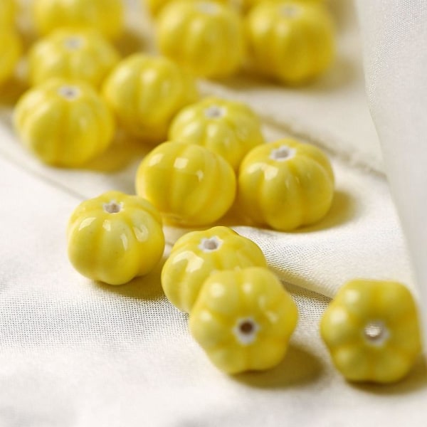 Gresskarperler DIY løse perler vevd armbånd Halskjede materialer yellow 20 pieces