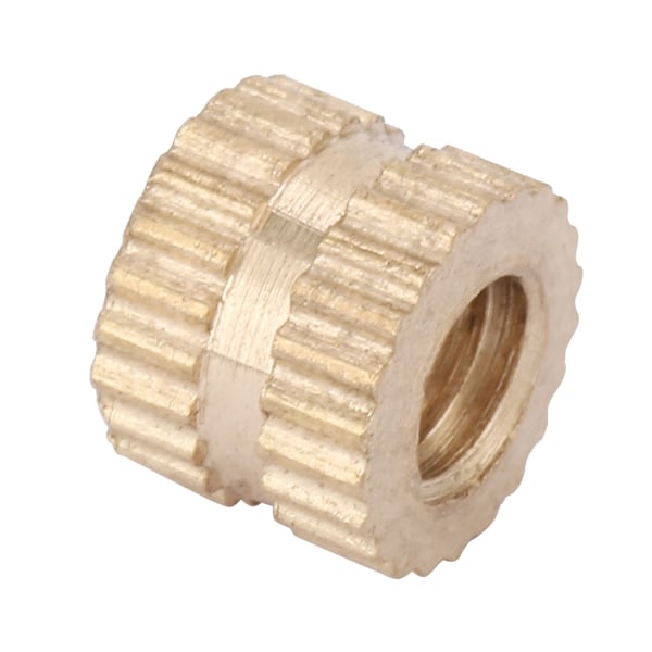 M4 messingcylinder riflet rund støpte innsatser med innstøpte muttere (M4*6*6,3; 30 stk)