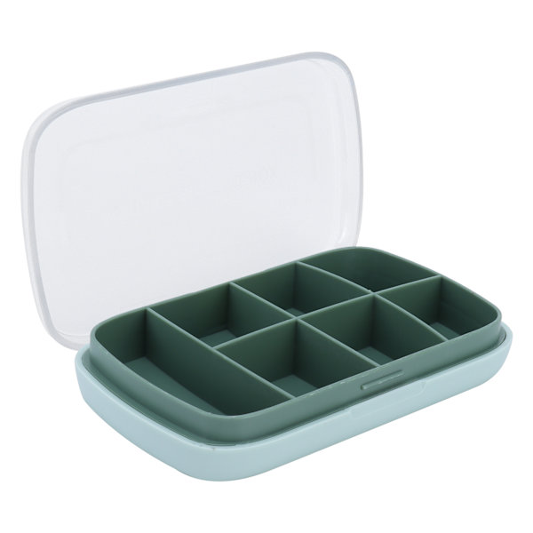Bärbar förseglad tablettlåda 7Grid Large Capacity Medicine Container Grön för resor