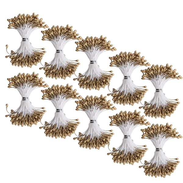 Perle Støvdrager Gylden Gips Simulation Dobbelt Ende Kunstig Buket Fremstilling Tilbehør (3mm（#6） 900)