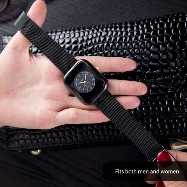 Minimalistisk quartz ur til mænd kvinder, unisex ur med rustfrit stål mesh bånd, vandtæt sort quartz ur, model: sort