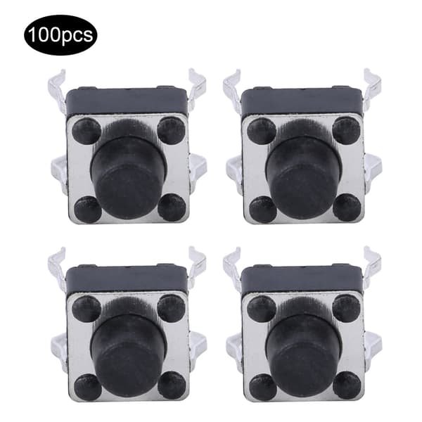 【NX】100 stk. Momentan taktil trykknappbryter Mini Micro Tact Switch Tilbehør 6 x 6 mm