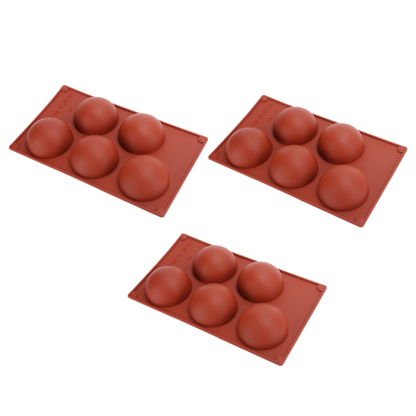 3 stk halvkugleformede silikoneforme bageform til DIY-fremstilling af varm chokolademousse kage 5 huller