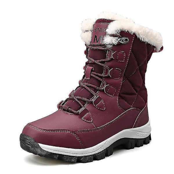 Varma Plus Velvet Dam Snow Boots Röda Utomhus Casual Bomullsskor FRS91338