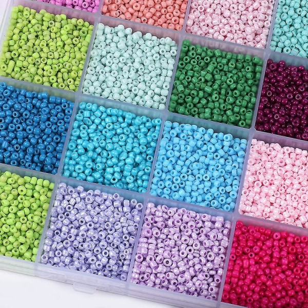 24 gitterglasperler 48 farver løse perler Bagelakperler Hirseperlersæt