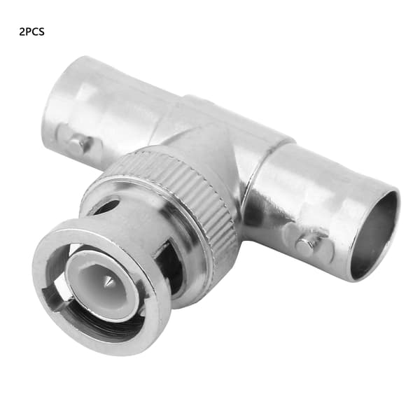 2 stk 1-2 T-form BNC-adapter hann til dobbel hunn T BNC-kontaktadapter splitter