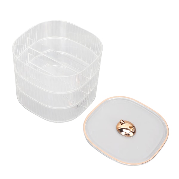 Smykkeskrin 3 Lag Stabelbar Elegant Gennemsigtig Pladsbesparende Smykkeholder til Kosmetik Nøgler Snacks