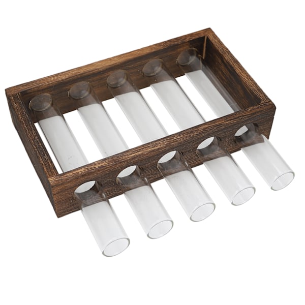 Bordsskiva Glasrör Vas Hög Borosilikat Glas Furu Stomme Retro Tube Växtvas för hydroponiska växter Heminredning5 flaskor