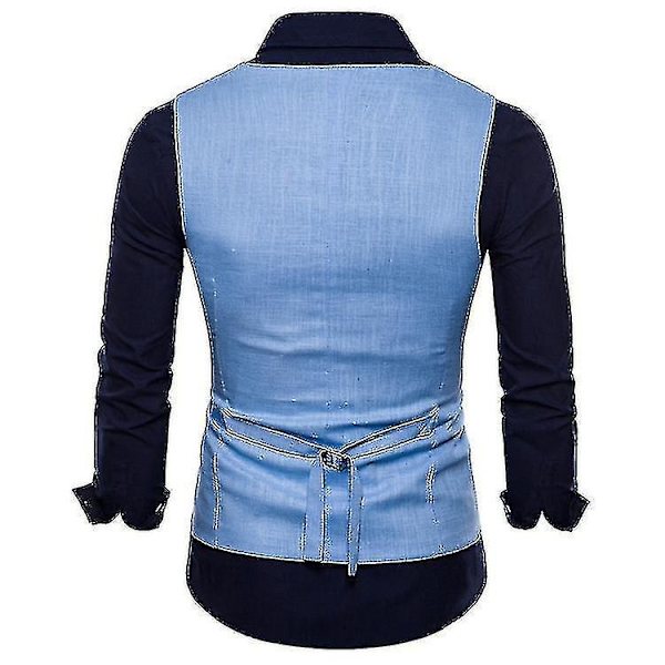 Blå 2XL Herr Solid Color Väst