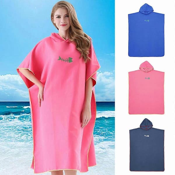 Strandhåndklæde Poncho Badehætte Hurtigtørrende Badekåbe Badehåndklæde Voksen Pink
