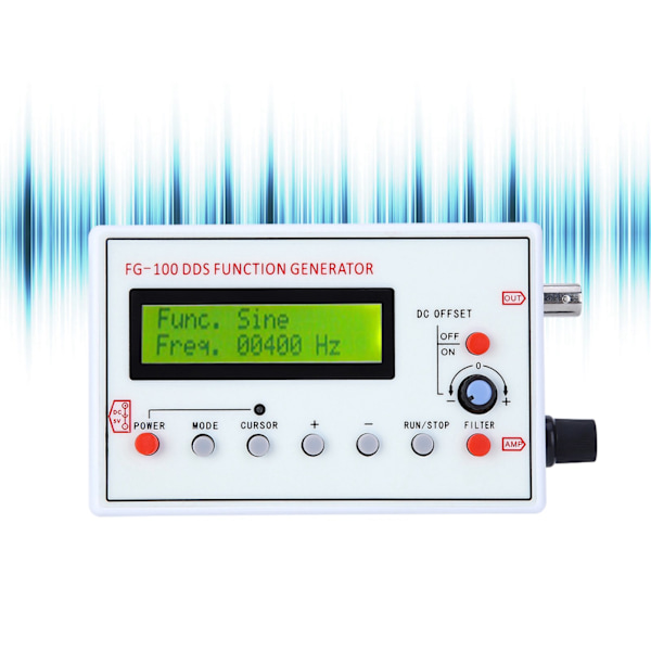 FG‑100 DDS Funktionsgenerator Sinusfrekvens 1HZ‑500KHz Tællersignal Kilde Generator Måler