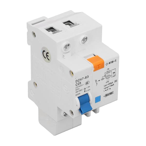 1P+N 25A AC-strømbryter Jordfeilbryter 230V 400V DZ47LE‑63 C25