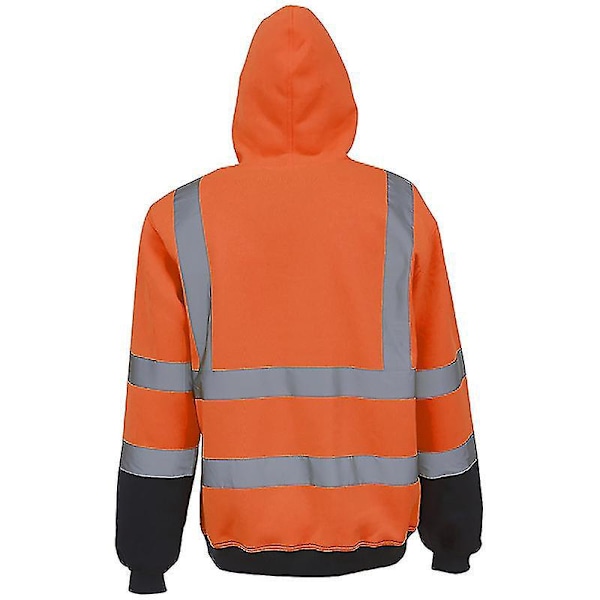 Høj Synlighed Orange Sikkerhedsarbejds-Hoodie - Mænds Hi Vis Trøje med Hætte