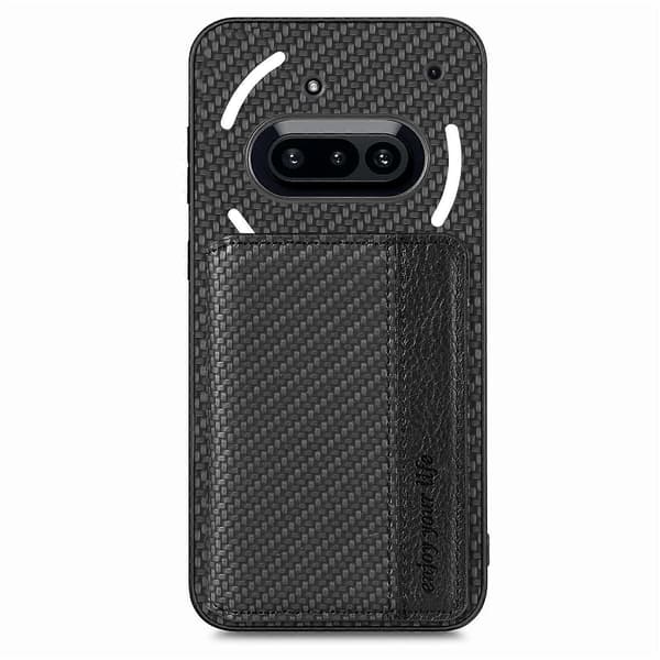 Mobilskal i kolfiber med magnetisk kortficka Black[NX] Black For Nothing Phone 3a