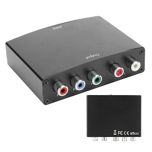 HD Videokonverter HDMI till 5RCA RGB Färgskillnadskomponentgränssnitt YPbPr R/L Ljudadapter 100-240VEU Kontakt