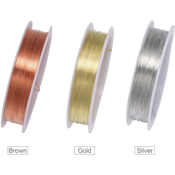 0,7 mm smykkeperletråd 13 fot sterk anløpsbestandig kobbertråd for gjør-det-selv-smykker halskjede armbåndfremstilling, modell: sølv 0,7 mm
