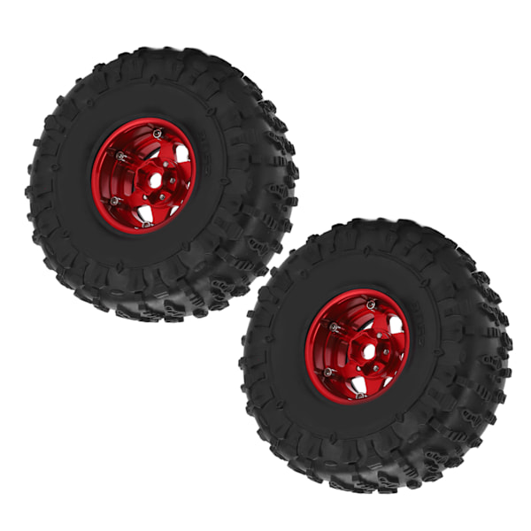 2 stk. 1,9 tommer hjulfælgssæt Metalfælge gummidækssæt til Axial SCX10 1/10 RC Crawler CarRød og Sort