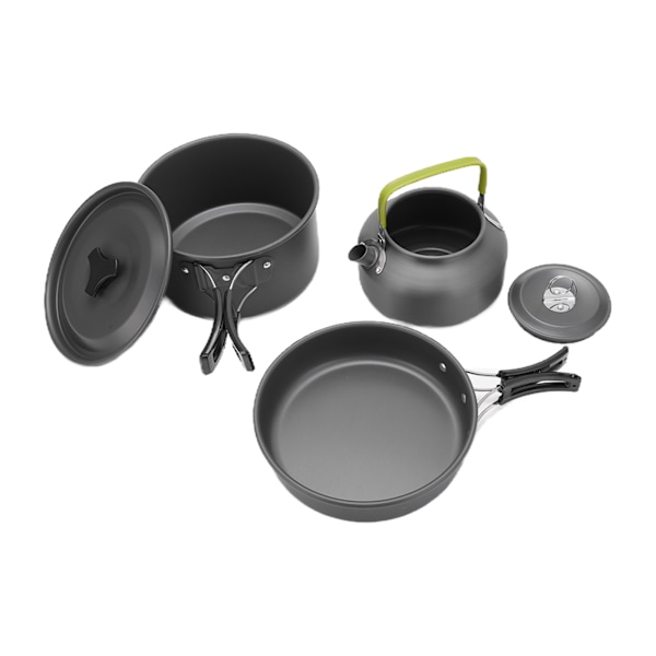 Utekokset för 2-3 personer, tekanna-set med non-stick-beläggning, lätt att rengöra, bärbar campingkokare