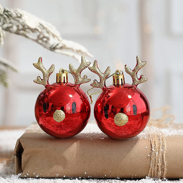 Sæt med 8 ubrydelige julekugler til juletræ - kugler til at fylde - guld og rød
