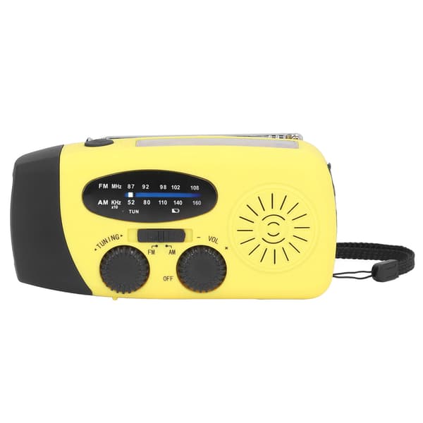 Käsikäyttöinen aurinkoradio, monitoiminen hätäradio LED-radiolla ja taskulampulla ulkoiluun, keltainen, Eurooppa