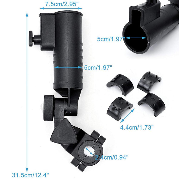 Paraplyholder Justerbart klemmestativ Universal Sort Vogn Paraplyholder til vogn Barnevogn Kørestol