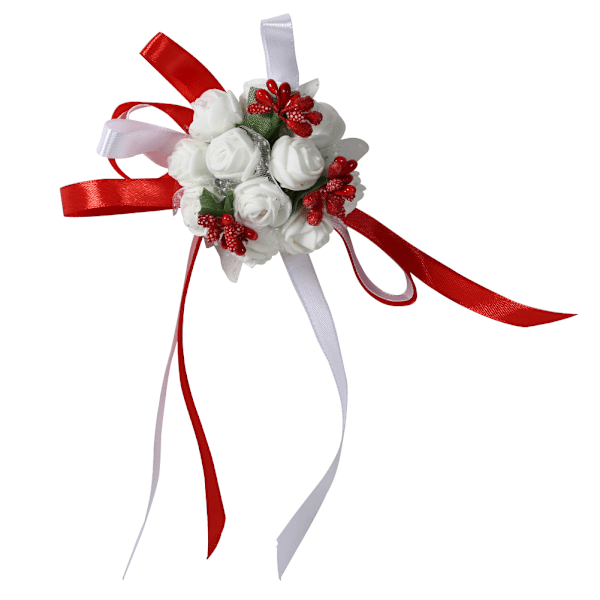 Vackert handband Blomma Brudtärna Handled Corsage Prom Bröllopsdekorationer (röd)